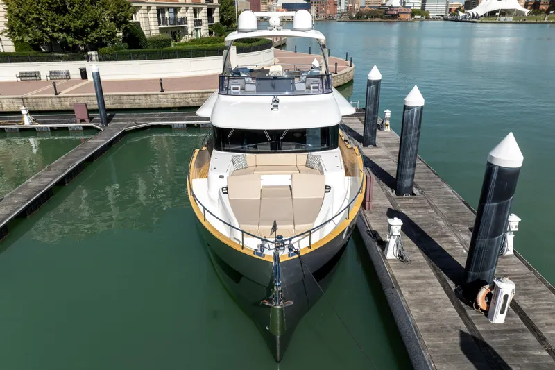 Forever Young Yacht Photos Pics Luxury Absolute 58 Navetta yacht docked in marina, 2018 model.