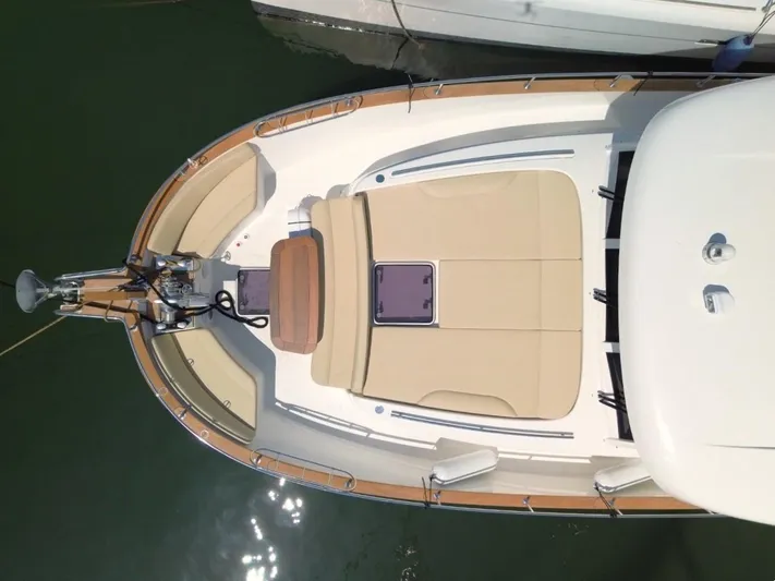  Yacht Photos Pics Top view of 2025 Sasga Yachts Menorquin 48, showcasing spacious deck and seating.