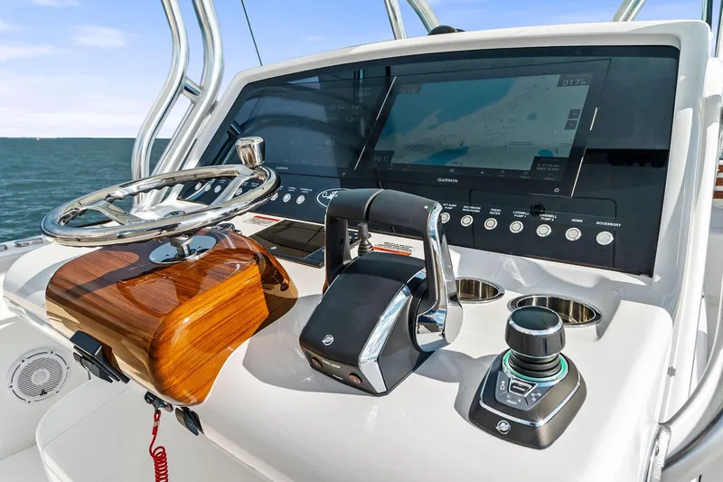 New Valhalla Boatworks V-33 Yacht Photos Pics 2026 Valhalla Boatworks V-33 helm with advanced navigation and control systems.