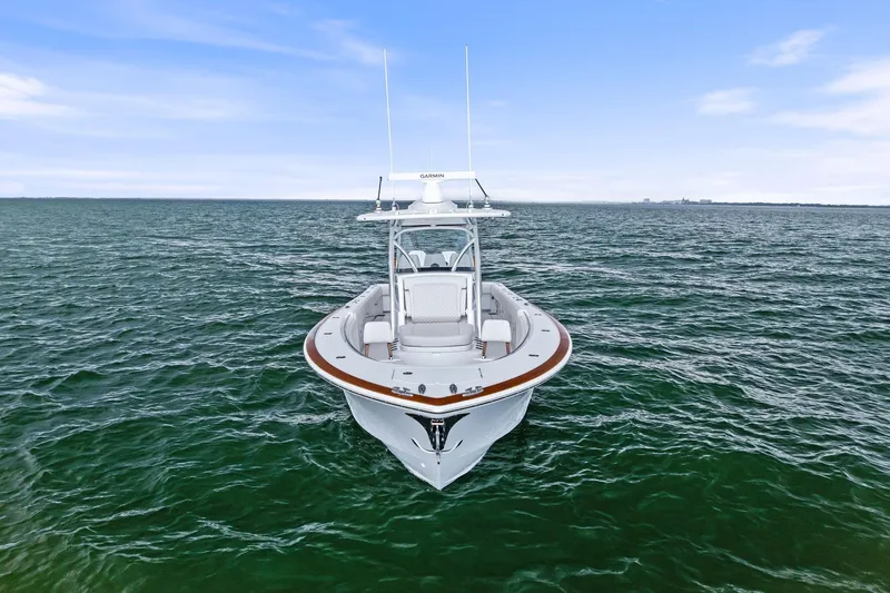 New Valhalla Boatworks V-33 Yacht Photos Pics 2026 Valhalla Boatworks V-33 on open water, showcasing sleek design and advanced features.