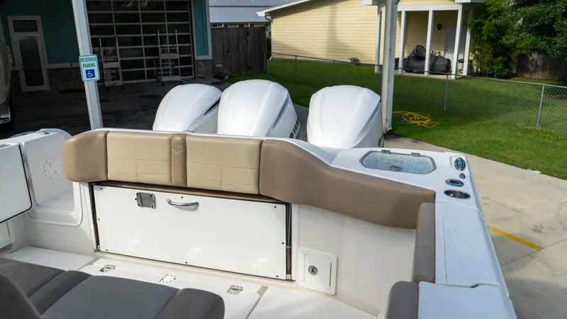  Yacht Photos Pics 2020 Sailfish 360 CC boat with triple engines and spacious seating area.