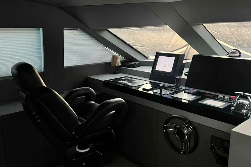  Yacht Photos Pics Control room of a 1985 Heesen Pleasure Vessel with modern navigation equipment.