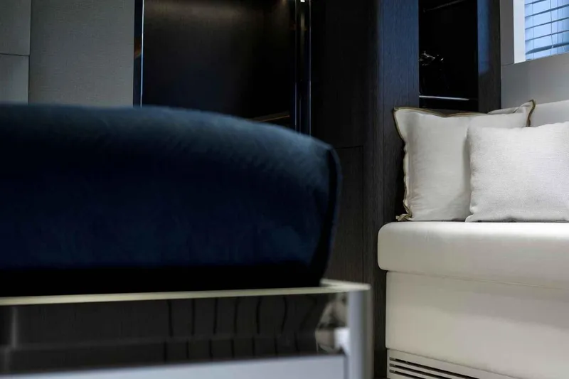  Yacht Photos Pics Luxurious interior of 1985 Heesen Pleasure Vessel with elegant seating and cushions.