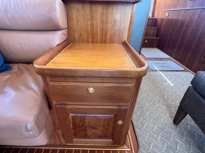 Angus III Yacht Photos Pics Wooden interior of 1998 Alden 56 PHMY yacht with elegant cabinetry and seating.