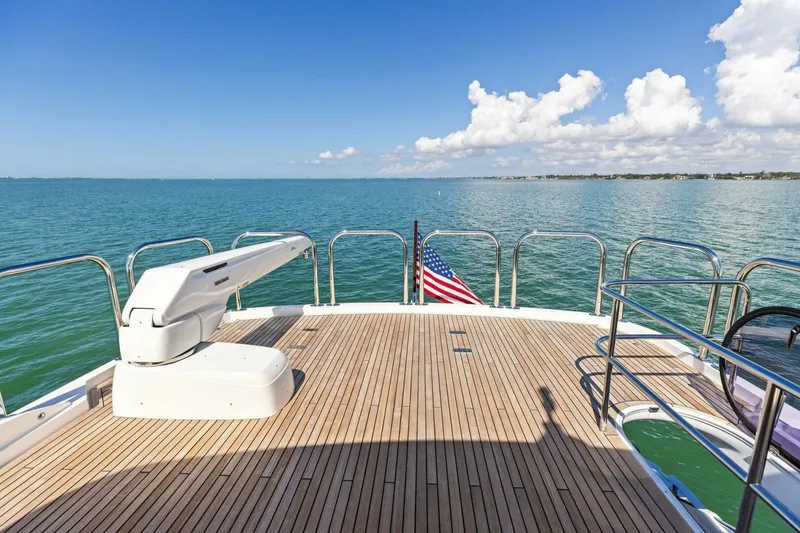 3bboys Yacht Photos Pics Deck of 2018 Princess Y75 yacht with ocean view and American flag.