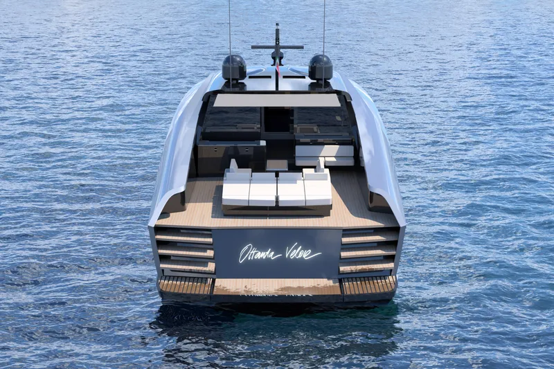  Yacht Photos Pics Luxury Cantieri di Pisa 80 Fast yacht, 2026 model, on serene blue waters.