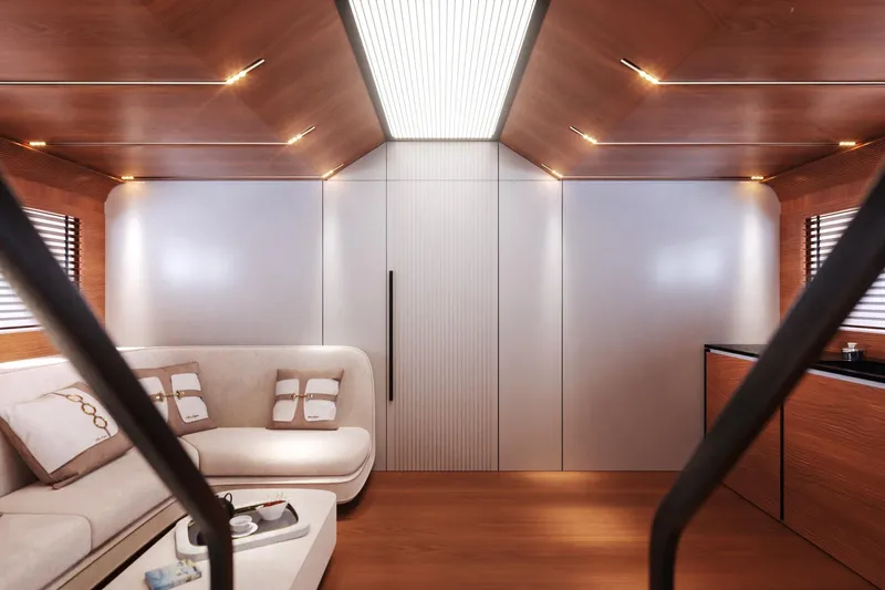  Yacht Photos Pics Luxurious interior of 2026 Cantieri di Pisa 80 Fast yacht with modern design elements.
