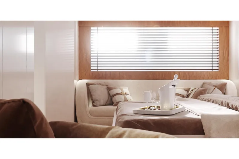  Yacht Photos Pics Luxurious interior of 2026 Cantieri di Pisa 80 Fast yacht with elegant seating and decor.