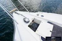 Bow of 2000 Nimbus 310 Coupe with anchor chain and winch.