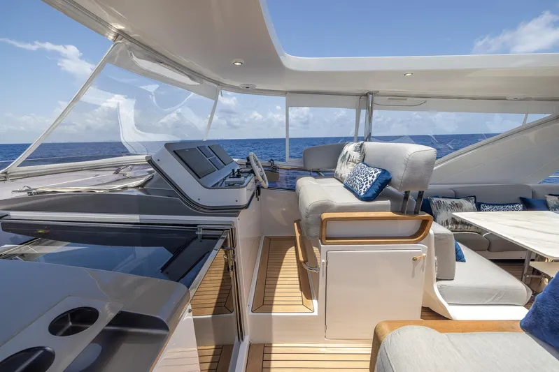 Captain Morgan II Yacht Photos Pics Luxurious interior of 2021 Azimut Grande 27 METRI yacht with ocean view.