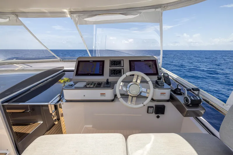 Captain Morgan II Yacht Photos Pics Helm of 2021 Azimut Grande 27 METRI yacht with ocean view.