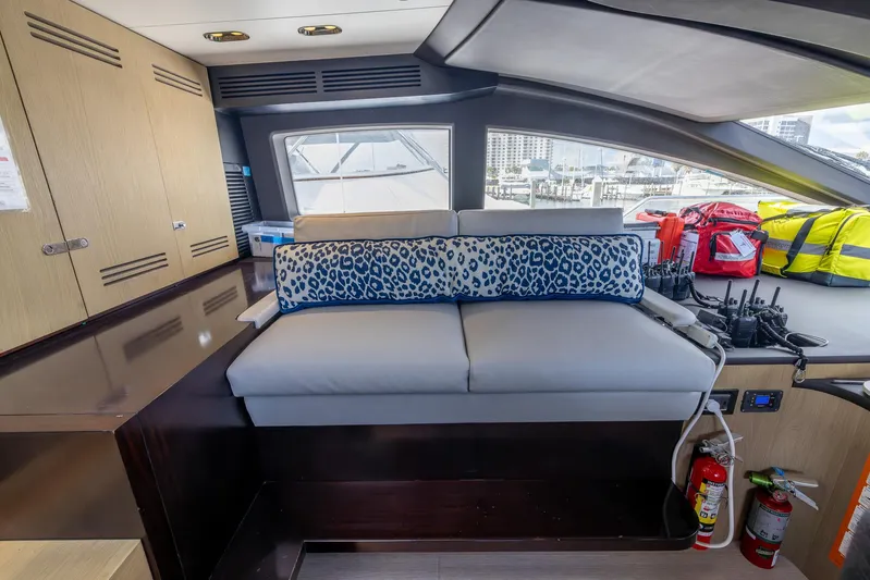 Captain Morgan II Yacht Photos Pics Luxurious interior of 2021 Azimut Grande 27 METRI yacht with stylish seating and equipment.