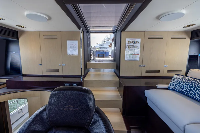 Captain Morgan II Yacht Photos Pics Luxurious interior of 2021 Azimut Grande 27 METRI yacht with modern design elements.