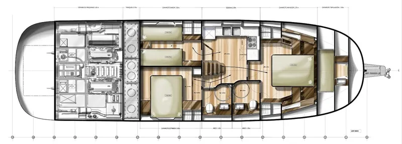  Yacht Photos Pics Floor plan of 2026 Sasga Yachts 55, showcasing interior layout and design.