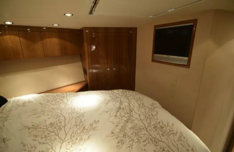 Burnin Daylight Yacht Photos Pics Luxurious cabin interior of 2006 Hatteras 50 Convertible yacht.