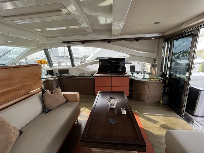 62 Azimut 62s Yacht Photos Pics Luxurious interior of a 2008 Azimut 62S yacht with elegant seating and modern amenities.