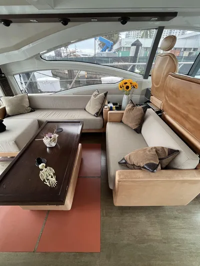 62 Azimut 62s Yacht Photos Pics Luxurious interior of a 2008 Azimut 62S yacht with elegant seating and decor.