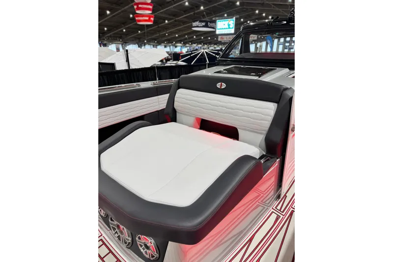  Yacht Photos Pics 2024 Cigarette 41' Nighthawk SD Edition luxury boat interior with sleek seating design.