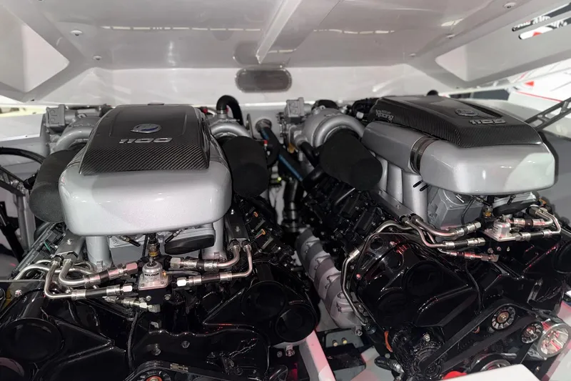  Yacht Photos Pics 2024 Cigarette 41' Nighthawk SD Edition engines, showcasing powerful dual motors.