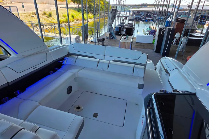  Yacht Photos Pics 2026 Formula 350 Crossover Bowrider I/O interior with spacious seating and modern design.