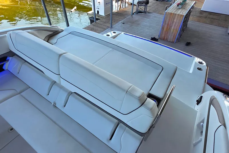  Yacht Photos Pics 2026 Formula 350 Crossover Bowrider I/O with luxurious white seating and modern design.