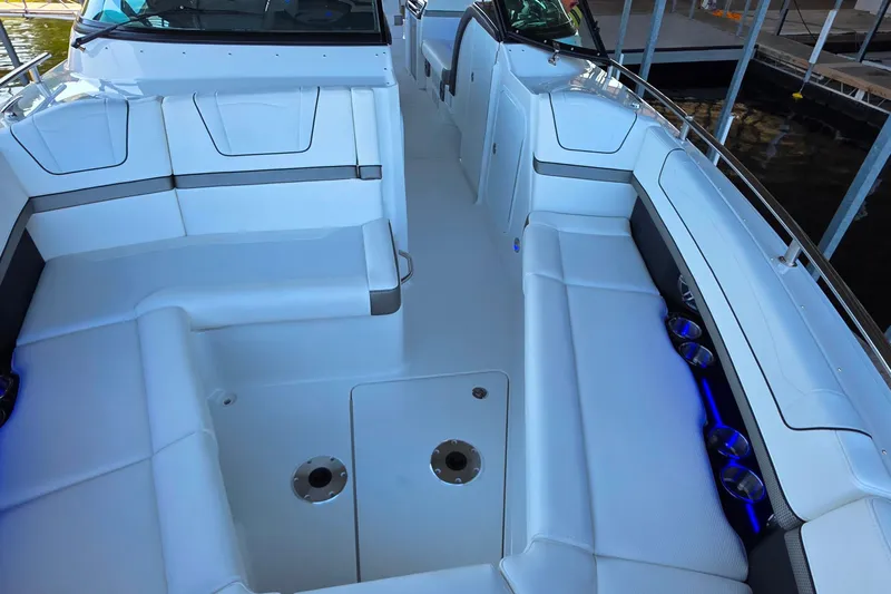  Yacht Photos Pics 2026 Formula 350 Crossover Bowrider I/O interior with spacious seating and modern design.
