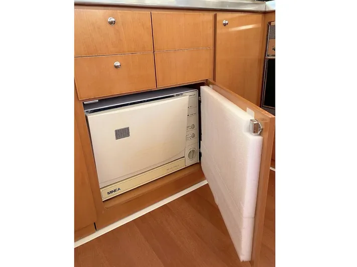 Kirlana Yacht Photos Pics Built-in appliance in a 2006 Lagoon 420 yacht's wooden cabinetry.