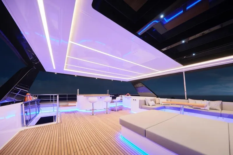 Seaview 75 Yacht Photos Pics Luxurious Heysea Seaview 75 yacht deck with modern lighting, 2026 model.