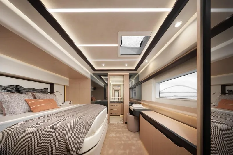 Seaview 75 Yacht Photos Pics Luxurious interior of 2026 Heysea Seaview 75 yacht with modern design and elegant furnishings.