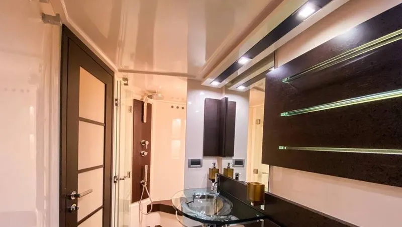  Yacht Photos Pics Luxurious interior of 2008 Azimut 62S yacht with modern design and elegant lighting.