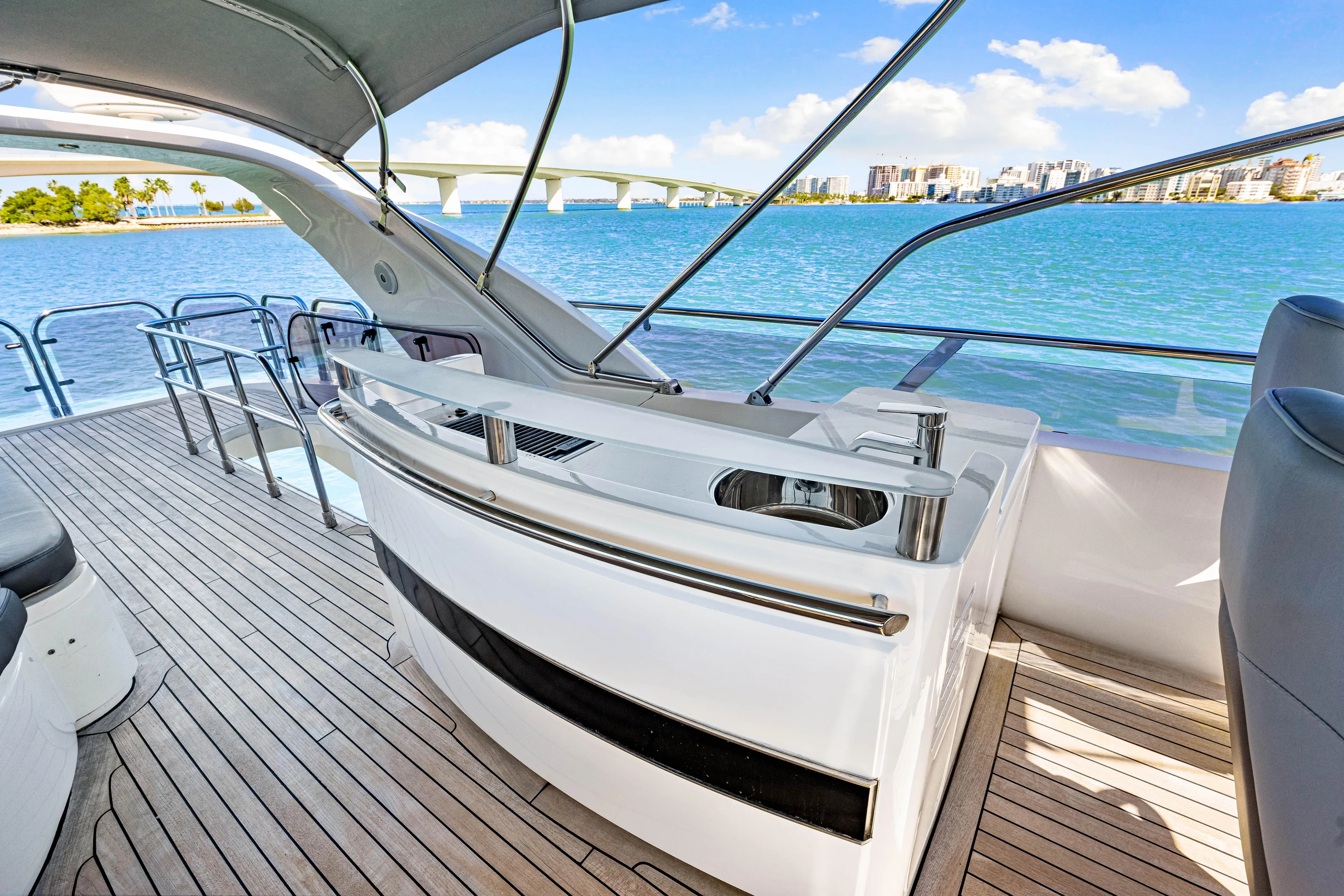 Fortunato Yacht Photos Pics Luxurious 2014 Princess Y72 yacht deck with sleek design and ocean view.