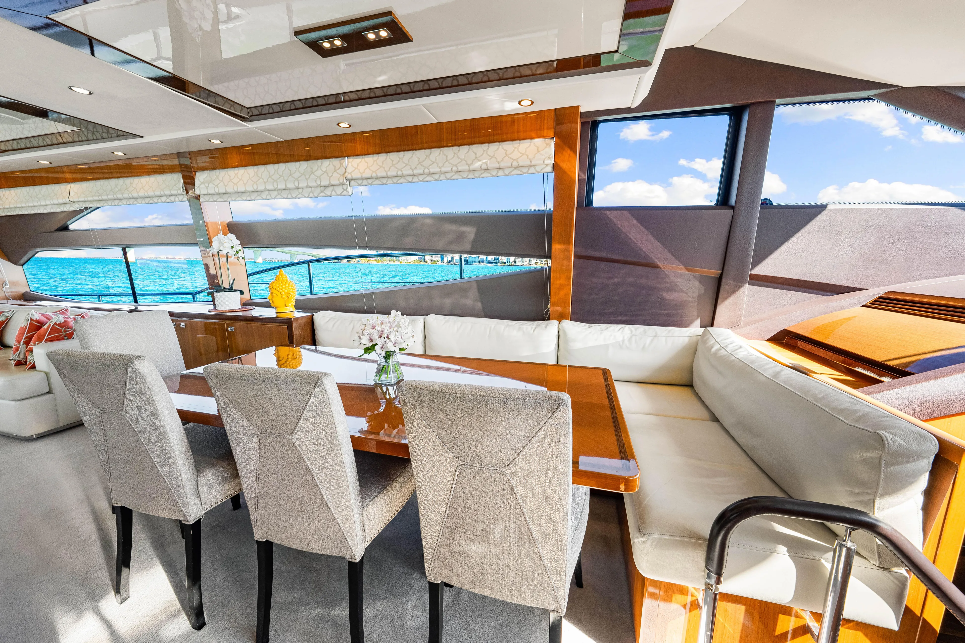Fortunato Yacht Photos Pics Luxurious interior of 2014 Princess Y72 yacht with elegant dining area and ocean view.