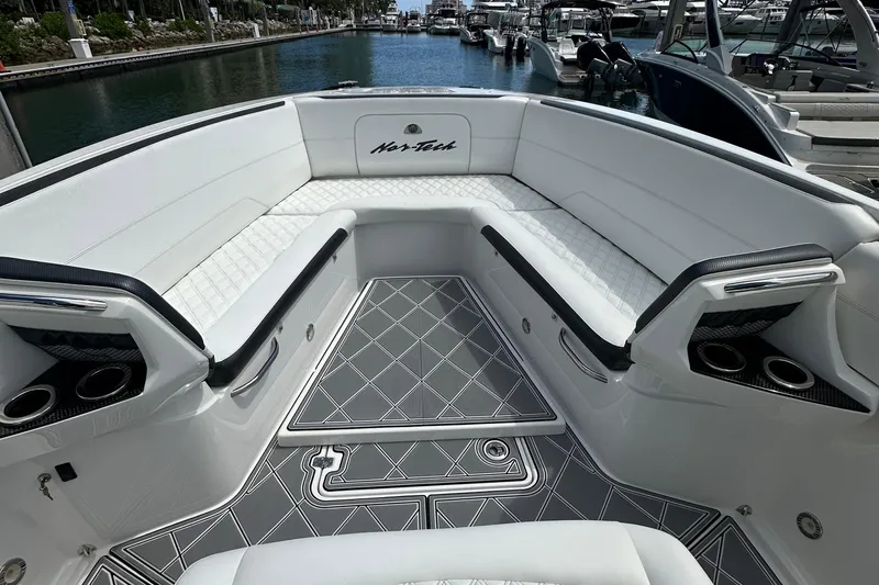  Yacht Photos Pics 2019 Nor-Tech 390 Sport Center Console with luxurious seating and sleek design.