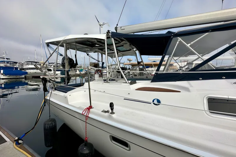 Dasananas Yacht Photos Pics 2008 Hunter 49 sailboat docked at marina, featuring sleek design and modern amenities.