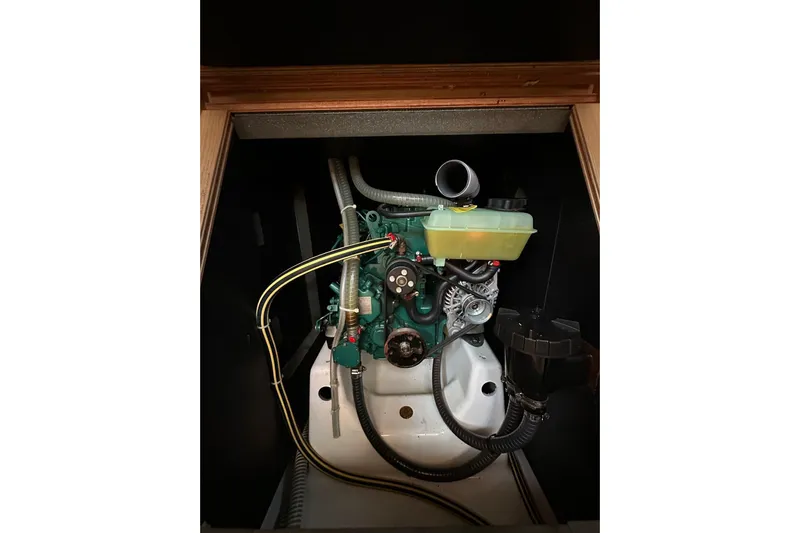  Yacht Photos Pics Engine compartment of a 2020 Dufour 360 Grand Large sailboat.