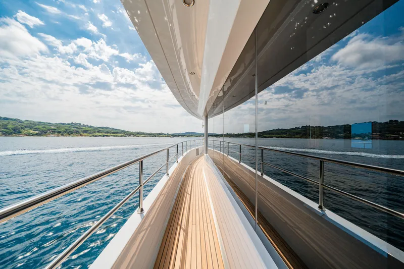 Ice Yacht Photos Pics Luxurious 2024 Soyaslan 78' yacht deck with ocean view and sleek design.