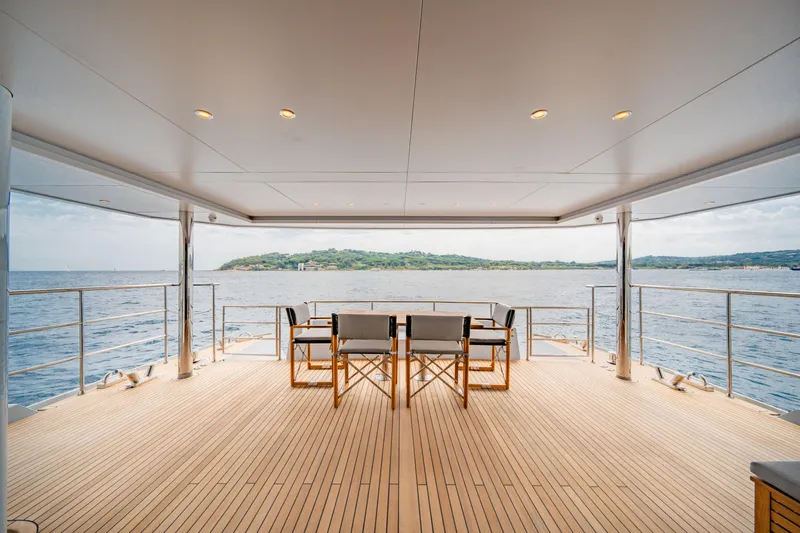 Ice Yacht Photos Pics Luxury Soyaslan 78' yacht deck with ocean view, 2024 model.