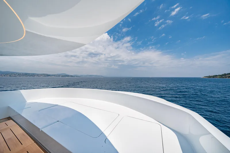 Ice Yacht Photos Pics Luxurious 2024 Soyaslan 78' yacht deck with stunning ocean view.