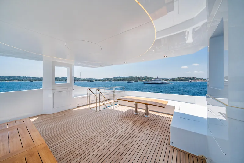 Ice Yacht Photos Pics Luxurious 2024 Soyaslan 78' yacht deck with stunning ocean view.