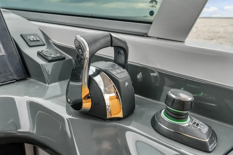  Yacht Photos Pics 2021 Aviara AV36 OB boat control panel with throttle and joystick.