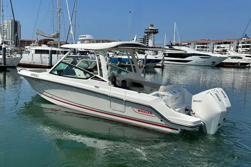 2023 Boston Whaler 280 Vantage @ Puerto Vallarta Yacht Photos Pics 2023 Boston Whaler 280 Vantage boat docked in a marina.