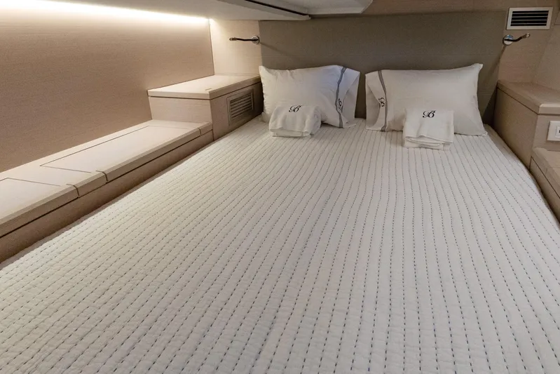 Beatrice Yacht Photos Pics Luxurious cabin interior of 2021 Jeanneau Sun Odyssey 51 Performance yacht.