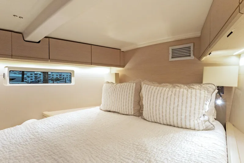 Beatrice Yacht Photos Pics Luxurious cabin interior of 2021 Jeanneau Sun Odyssey 51 Performance yacht.