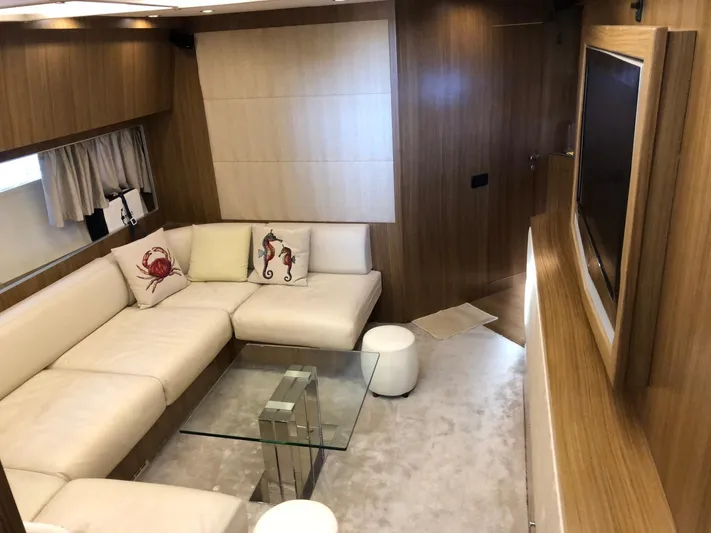  Yacht Photos Pics Luxurious interior of 2006 Riva Super Ego 68 yacht with modern seating and decor.