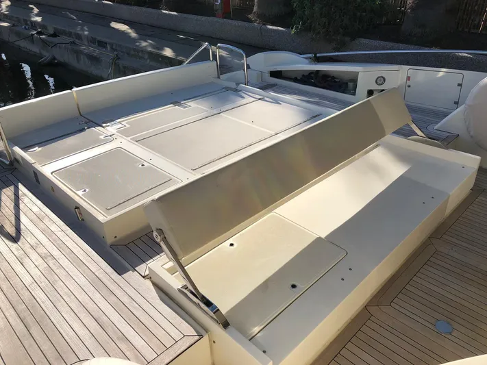  Yacht Photos Pics 2006 Riva Super Ego 68 yacht deck with sunbathing area and seating.