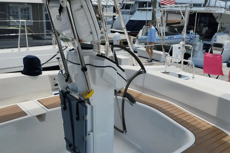  Yacht Photos Pics 2009 Hunter 50 Center Cockpit sailboat with modern helm and spacious deck.