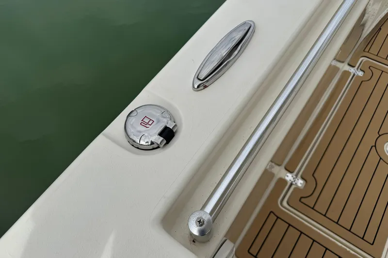  Yacht Photos Pics 2015 Cobia 344 Center Console boat deck with cleat and fuel cap.