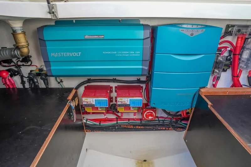 T/t Sophia Yacht Photos Pics Electrical system setup in a 2022 Nimbus T11 boat featuring Mastervolt components.
