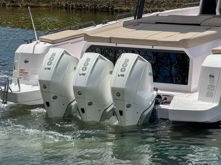  Yacht Photos Pics 2024 Axopar 45 ST BRABUS Trim Mediterrana with triple 300 V8 engines in water.