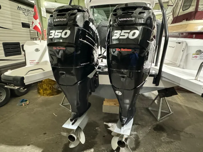 Escape Artist Yacht Photos Pics Twin Mercury Verado 350 engines on a 2020 Axopar 37 Cross Cabin BRABUS boat.